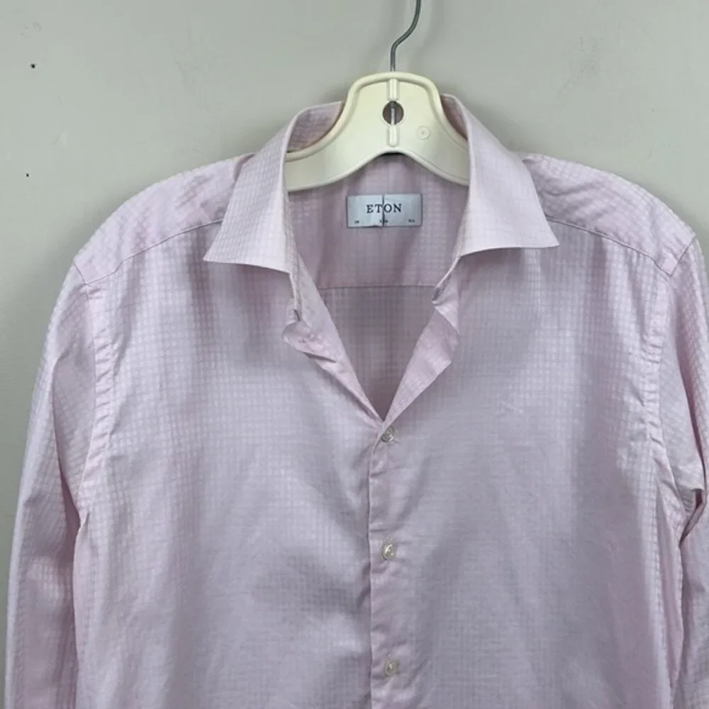 ETON pink gingham button up dress shirt 39 15.5 cotton